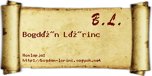 Bogdán Lőrinc névjegykártya